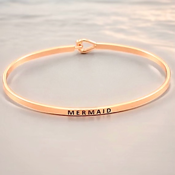 Herring’s Jewelry - Dainty Mermaid Bangle Bracelet Rosegold Thin Metal Stella Cuff Statement Siren